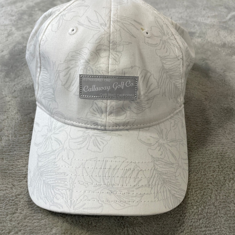 Callaway Golf Hat Cap White Floral Tropical Mens Snapback Baseball Light Outdoor